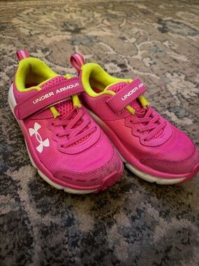 Under Armour Kids Pink and Yellow Athletic Sneakers